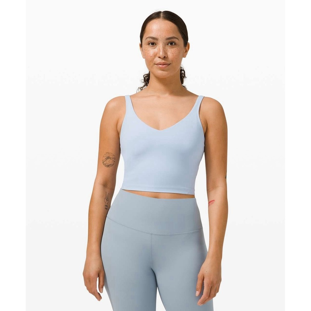 Lululemon Align Cropped Tank Top Sz 4 Light Blue Linen‎ Gym Work Out Athleisure